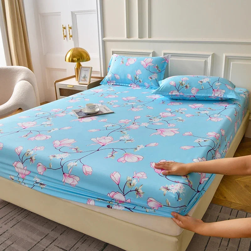 Fitted Sheet Set Floral Style Bed Cover Pillowcase постельное бельё Home Elastic Bedsheet Skin-friendly Bed Linen