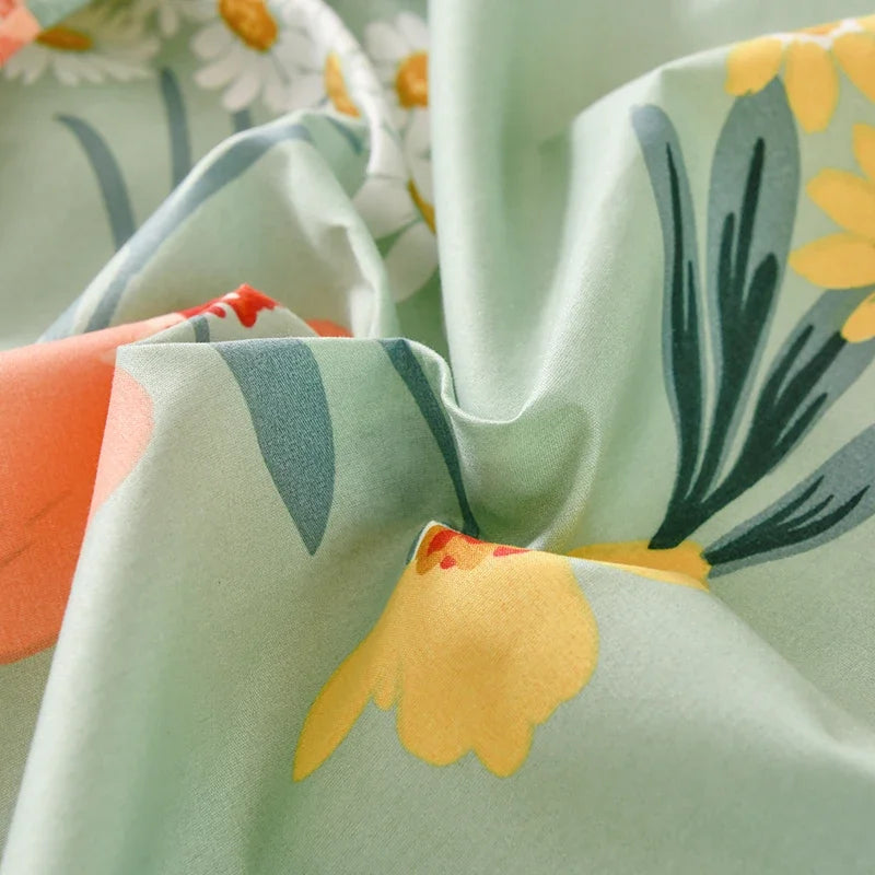 Fitted Sheet Set Floral Style Bed Cover Pillowcase постельное бельё Home Elastic Bedsheet Skin-friendly Bed Linen