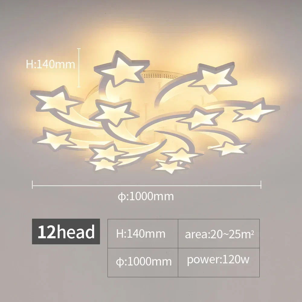Home Decor Stars LED Ceiling Light Fixtures for Living Room Decoration Lighting Led Lamp Bedroom with Remote Control