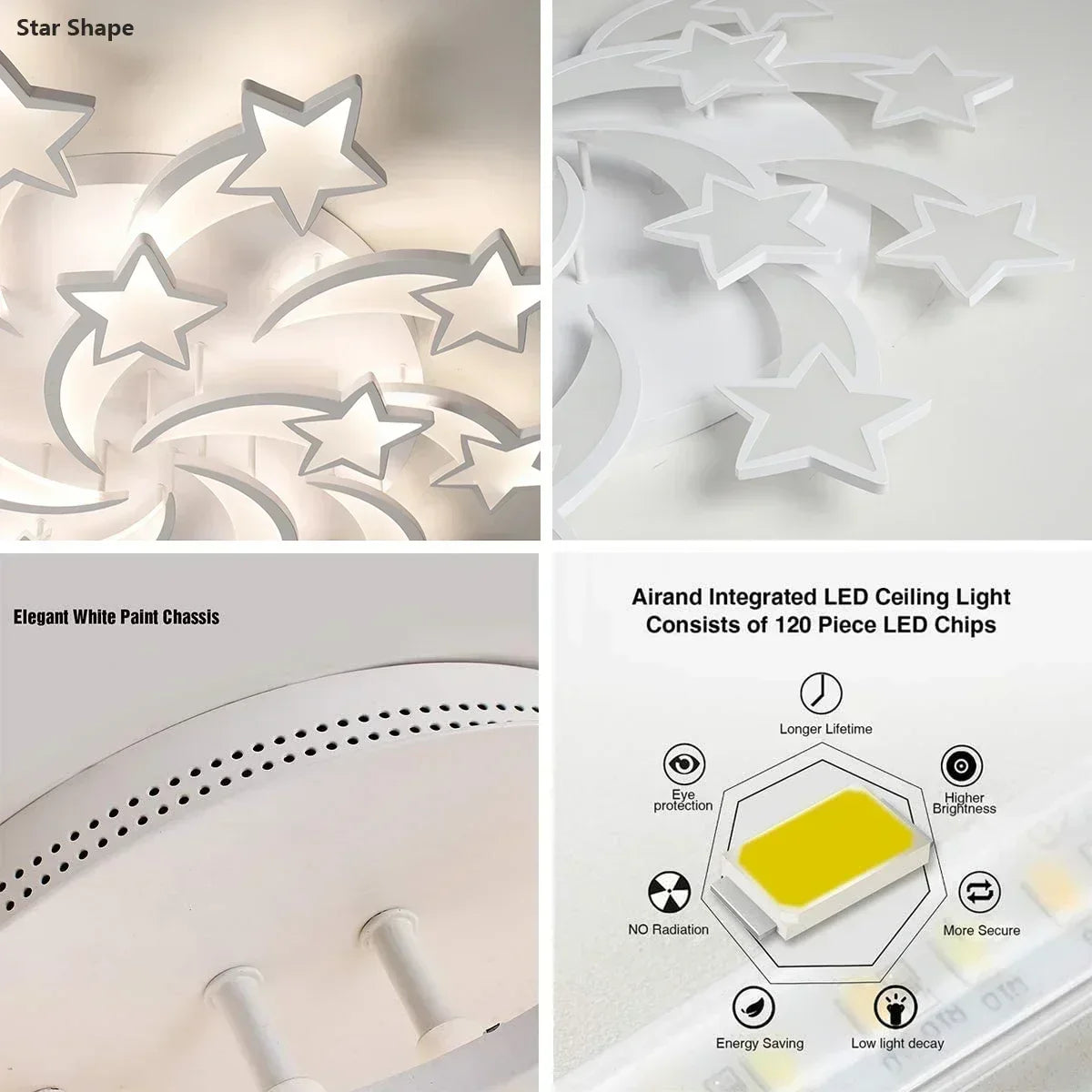Home Decor Stars LED Ceiling Light Fixtures for Living Room Decoration Lighting Led Lamp Bedroom with Remote Control