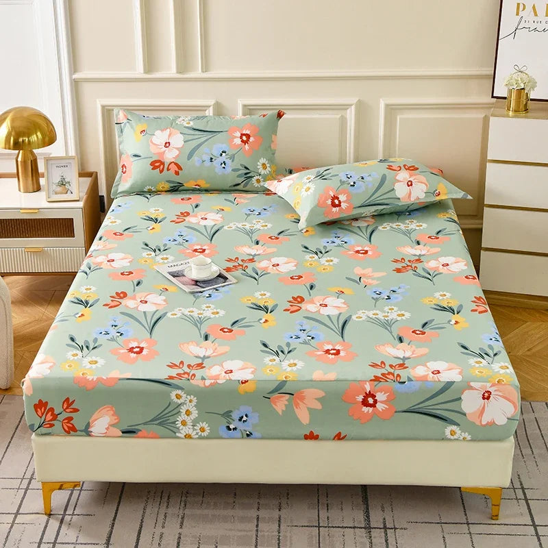 Fitted Sheet Set Floral Style Bed Cover Pillowcase постельное бельё Home Elastic Bedsheet Skin-friendly Bed Linen