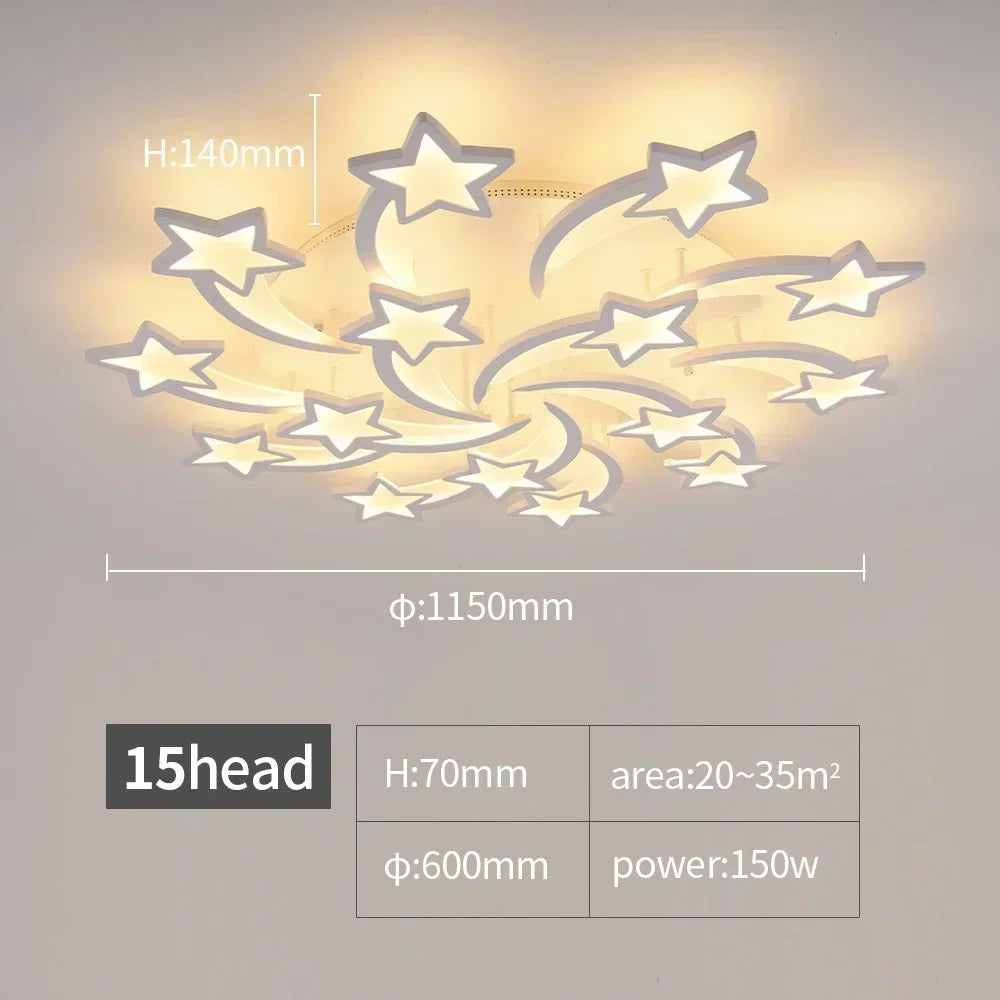 Home Decor Stars LED Ceiling Light Fixtures for Living Room Decoration Lighting Led Lamp Bedroom with Remote Control