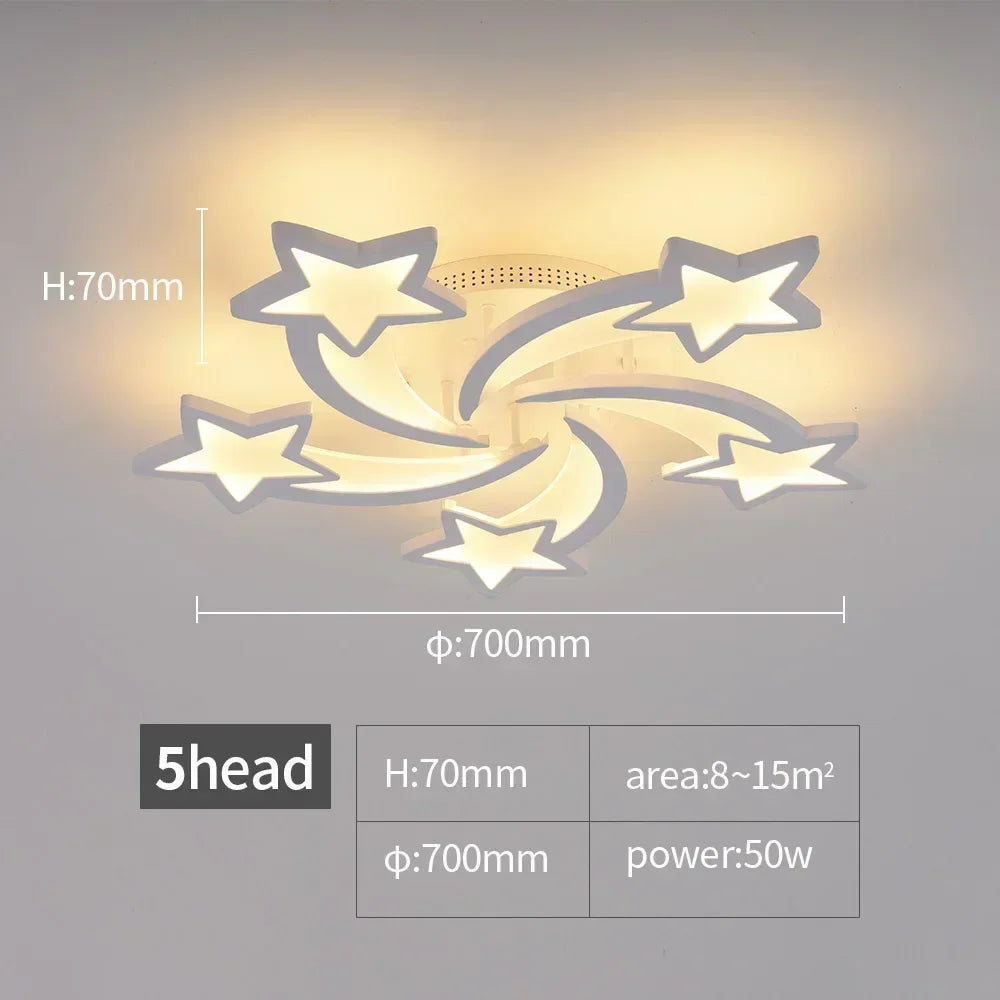Home Decor Stars LED Ceiling Light Fixtures for Living Room Decoration Lighting Led Lamp Bedroom with Remote Control
