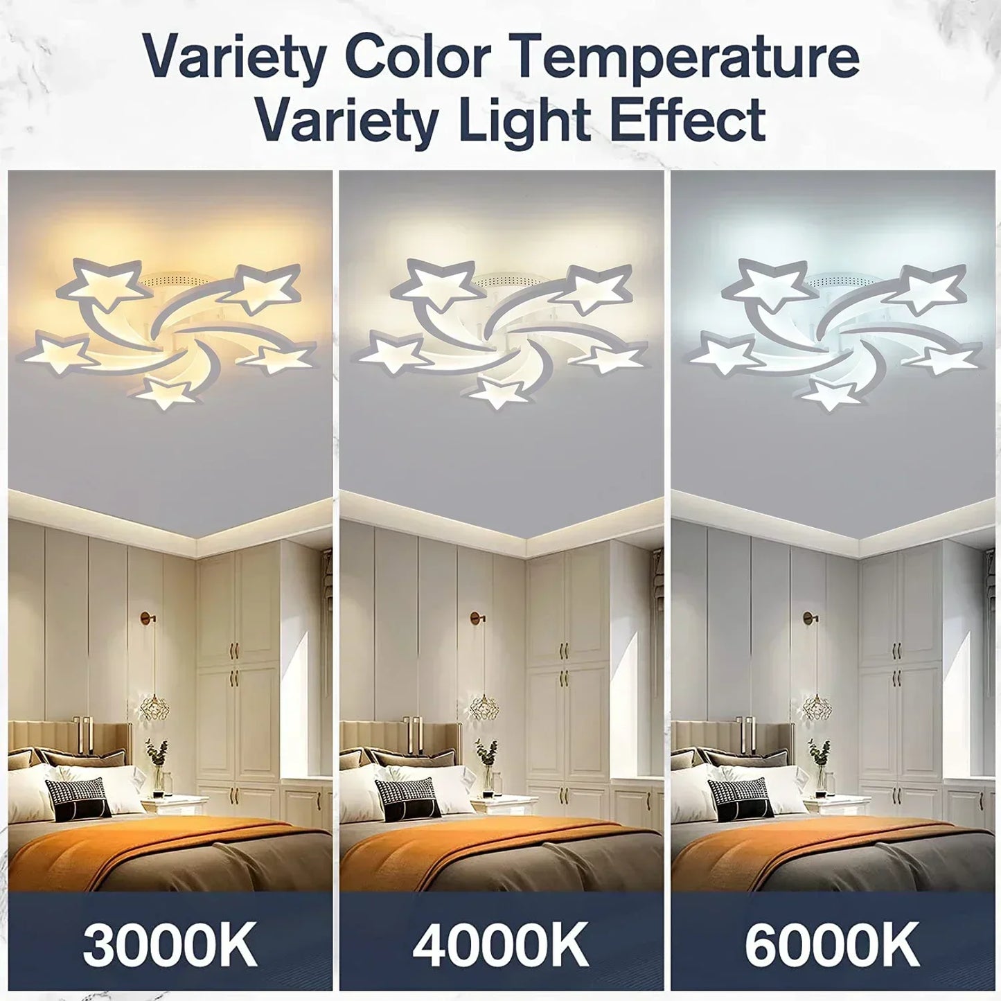Home Decor Stars LED Ceiling Light Fixtures for Living Room Decoration Lighting Led Lamp Bedroom with Remote Control