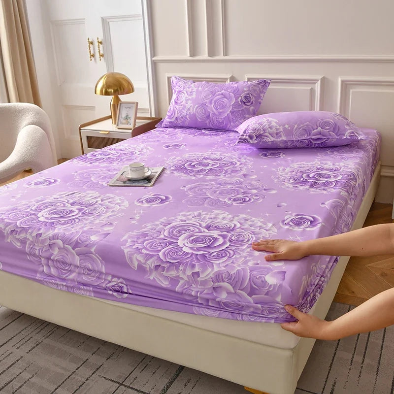 Fitted Sheet Set Floral Style Bed Cover Pillowcase постельное бельё  Home Elastic Bedsheet Skin-friendly Bed Linen