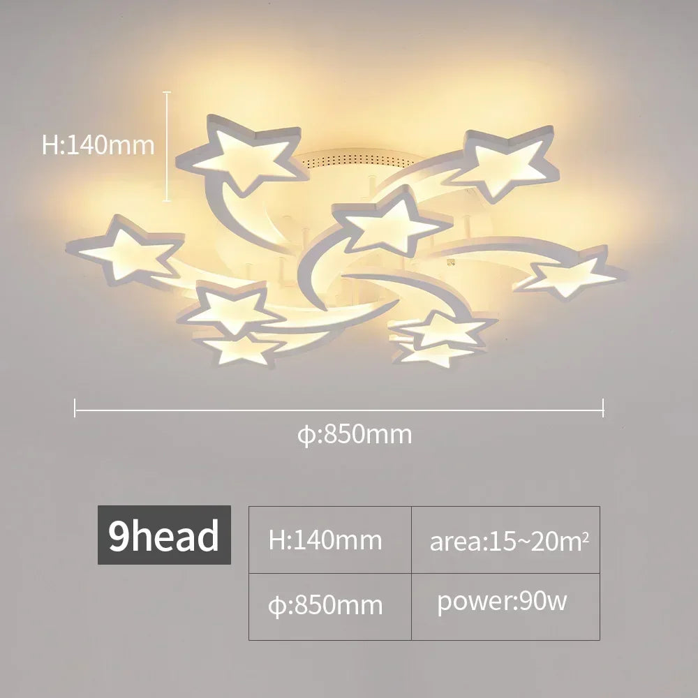 Home Decor Stars LED Ceiling Light Fixtures for Living Room Decoration Lighting Led Lamp Bedroom with Remote Control