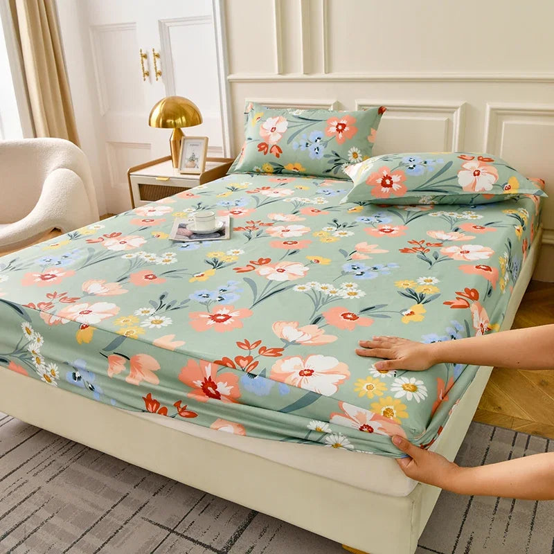 Fitted Sheet Set Floral Style Bed Cover Pillowcase постельное бельё  Home Elastic Bedsheet Skin-friendly Bed Linen