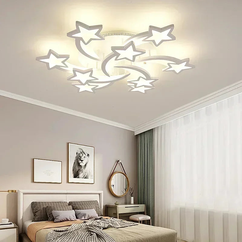 Home Decor Stars LED Ceiling Light Fixtures for Living Room Decoration Lighting Led Lamp Bedroom with Remote Control